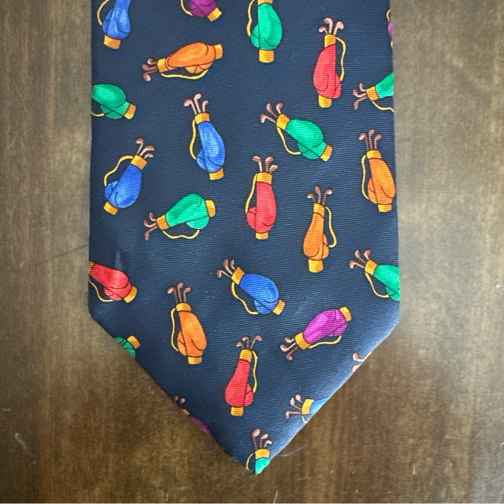 Alynn Neckwear 100% Silk‎ Tie Necktie Colorful Old Golf Bags Golfing Dad Grandpa - Picture 2 of 6